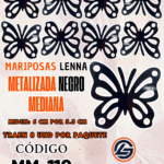 Mariposas Medianas Lenna Negro metalizadas 1 paquete contiene 8 und. código MM-118
