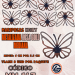 Mariposas Medianas Keiry Rosa Gold metalizadas 1 paquete contiene 8 und. código MM-143