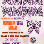 Mariposas Medianas Monarca Fucsia metalizadas 1 paquete contiene 8 und. código MM-075