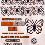 Mariposas Medianas Maria Rosa Gold  metalizadas 1 paquete contiene 8 und. código MM-163