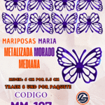 Mariposas Medianas Maria Morado metalizadas 1 paquete contiene 8 und. código MM-167