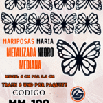 Mariposas Medianas Maria Negro metalizadas 1 paquete contiene 8 und. código MM-168
