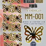 Mariposas pequeñas lenna  Doradas metalizadas 1 paquete contiene 12 und.