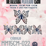 Mariposas  15 cm  Monarca Plateado metalizadas 1 paquete contiene 4 und. código MM15CM-022
