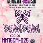 Mariposas  15 cm  Monarca Fucsia  metalizadas 1 paquete contiene 4 und. código MM15CM-025