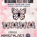 Mariposas  15 cm  Maria Rosa Gold metalizadas 1 paquete contiene 4 und. código MM15CM-053
