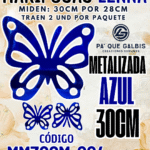 Mariposas  30 Cm Lenna Azul metalizadas 1 paquete contiene 2 und. código MM30CM-004
