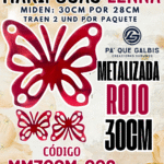 Mariposas  30 Cm Lenna Rojo metalizadas 1 paquete contiene 2 und. código MM30CM-006