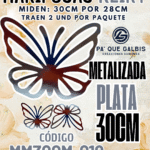 Mariposas  30 Cm Keiry Plateada metalizadas 1 paquete contiene 2 und. código MM30CM-012