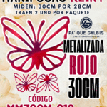 Mariposas  30 Cm Keiry Rojo metalizadas 1 paquete contiene 2 und. código MM30CM-016