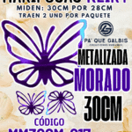 Mariposas  30 Cm Keiry Morado metalizadas 1 paquete contiene 2 und. código MM30CM-017
