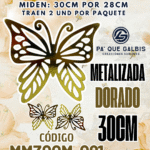 Mariposas  30 Cm Monarca Dorado metalizadas 1 paquete contiene 2 und. código MM30CM-021