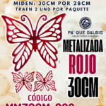 Mariposas  30 Cm Monarca Rojo metalizadas 1 paquete contiene 2 und. código MM30CM-026