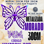 Mariposas  30 Cm Monarca Morado metalizadas 1 paquete contiene 2 und. código MM30CM-027