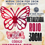 Mariposas  30 Cm Maria Rojo metalizadas 1 paquete contiene 2 und. código MM30CM-056