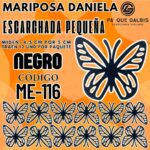 Mariposas Pequeñas Daniela Negro  Escarchada 1 paquete contiene 12 und. código ME-116