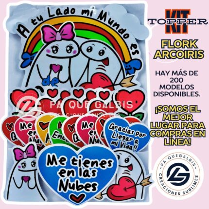 Kit Topper Flork Arcoiris #KIT-235