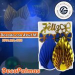 DecoPalma Dorado con Azul Marino #DPALMA-008