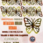 Mariposas Medianas Fabiola Dorado metalizadas 1 paquete contiene 8 und. código MM-133