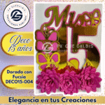 Deco 15 años Dorado con Fucsia #DECO15-004