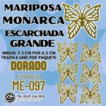 Mariposas Grandes Monarca Dorado Escarchada 1 paquete contiene 6 und. código ME-097