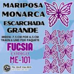Mariposas Grandes Monarca Fuscia Escarchada 1 paquete contiene 6 und. código ME-101