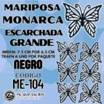Mariposas Grandes Monarca Negro Escarchada 1 paquete contiene 6 und. código ME-104