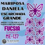 Mariposas Grandes Daniela Fuscia Escarchada 1 paquete contiene 6 und. código ME-137