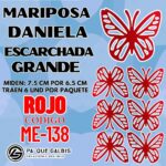 Mariposas Grandes Daniela Rojo Escarchada 1 paquete contiene 6 und. código ME-138