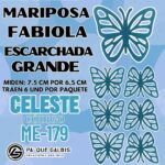 Mariposas Grandes Fabiola Celeste Escarchada 1 paquete contiene 6 und. código ME-179