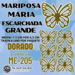 Mariposas Grandes Maria Dorado Escarchada 1 paquete contiene 6 und. código ME-205