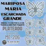 Mariposas Grandes Maria Plateado Escarchada 1 paquete contiene 6 und. código ME-206