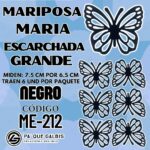 Mariposas Grandes Maria Negro Escarchada 1 paquete contiene 6 und. código ME-212