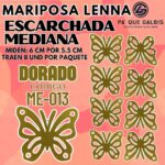 Mariposas Medianas Lenna Dorado Escarchada 1 paquete contiene 8 und. código ME-013