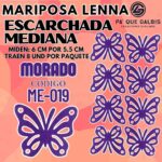 Mariposas Medianas Lenna Morado Escarchada 1 paquete contiene 8 und. código ME-019