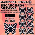 Mariposas Medianas Lenna Negro Escarchada 1 paquete contiene 8 und. código ME-020