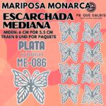 Mariposas Medianas Monarca Plata Escarchada 1 paquete contiene 8 und. código ME-086