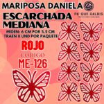 Mariposas Medianas Daniela Rojo Escarchada 1 paquete contiene 8 und. código ME-126