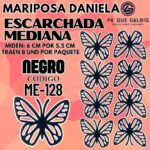 Mariposas Medianas Daniela Negro Escarchada 1 paquete contiene 8 und. código ME-128