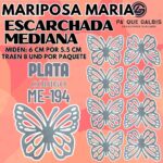 Mariposas Medianas Maria Plata Escarchada 1 paquete contiene 8 und. código ME-194