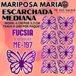 Mariposas Medianas Maria Fucsia Escarchada 1 paquete contiene 8 und. código ME-197