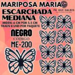 Mariposas Medianas Maria Negro Escarchada 1 paquete contiene 8 und. código ME-200