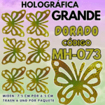 Mariposas Grandes Lenna Dorado Holográfica 1 paquete contiene 6 und. código MH-073