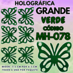Mariposas Grandes Lenna Verde  Holográfica 1 paquete contiene 6 und. código MH-078