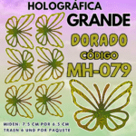 Mariposas Grandes Keiry Dorado Holográfica 1 paquete contiene 6 und. código MH-079