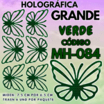Mariposas Grandes Keiry Verde Holográfica 1 paquete contiene 6 und. código MH-084