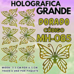 Mariposas Grandes Monarca Dorado Holográfica 1 paquete contiene 6 und. código MH-085