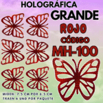 Mariposas Grandes Fabiola Rojo Holográfica 1 paquete contiene 6 und. código MH-100