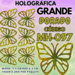 Mariposas Grandes Fabiola Dorado Holográfica 1 paquete contiene 6 und. código MH-097
