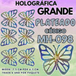 Mariposas Grandes Fabiola Plateado Holográfica 1 paquete contiene 6 und. código MH-098